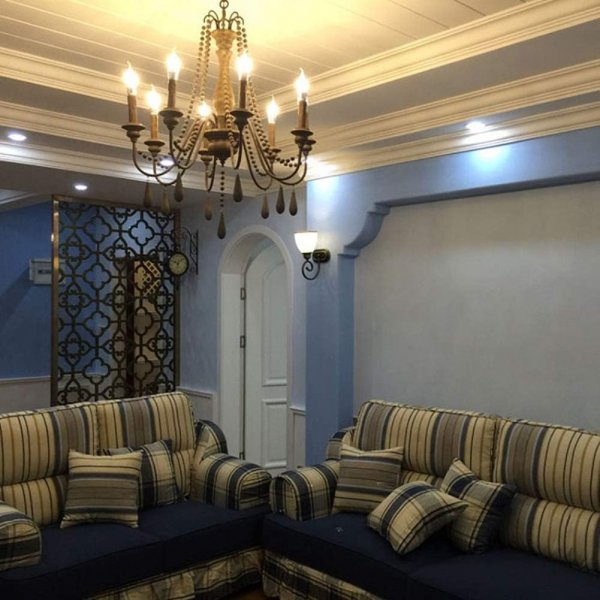 Antique Metal Wood Pendant Light